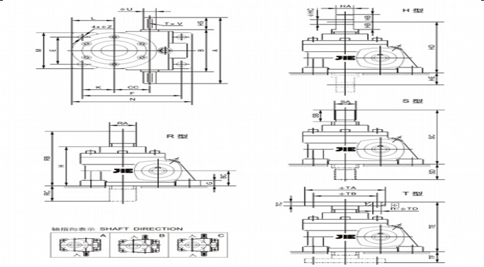 蜗轮丝杆减速机JRSS-R系列详细图纸